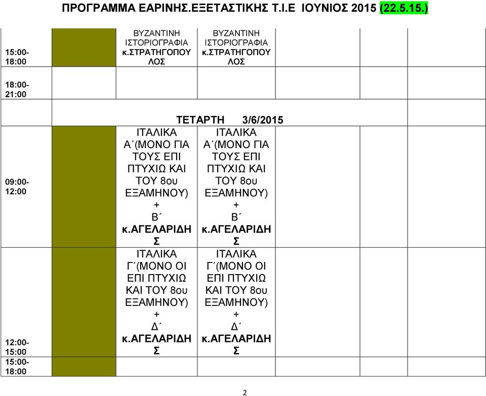 αγελαριδη Σ ΙΤΑΛΙΚΑ Γ (ΜΟΝΟ ΟΙ ΕΠΙ ΠΤΥΧΙΩ ΚΑΙ Δ κ.