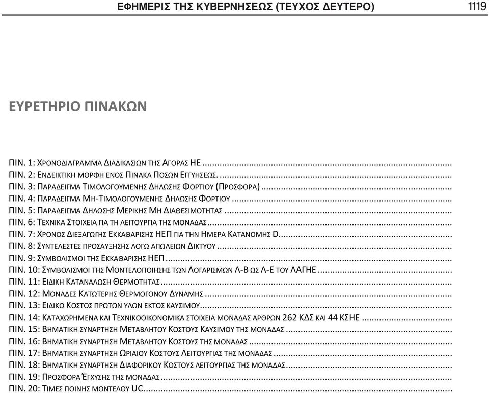 .. ΠΙΝ. 8: ΣΥΝΤΕΛΕΣΤΕΣ ΠΡΟΣΑΥΞΗΣΗΣ ΛΟΓΩ ΑΠΩΛΕΙΩΝ ΔΙΚΤΥΟΥ... ΠΙΝ. 9: ΣΥΜΒΟΛΙΣΜΟΙ ΤΗΣ ΕΚΚΑΘΑΡΙΣΗΣ ΗΕΠ... ΠΙΝ. 10: ΣΥΜΒΟΛΙΣΜΟΙ ΤΗΣ ΜΟΝΤΕΛΟΠΟΙΗΣΗΣ ΤΩΝ ΛΟΓΑΡΙΣΜΩΝ Λ-Β ΩΣ Λ-Ε ΤΟΥ ΛΑΓΗΕ... ΠΙΝ. 11: ΕΙΔΙΚΗ ΚΑΤΑΝΑΛΩΣΗ ΘΕΡΜΟΤΗΤΑΣ.