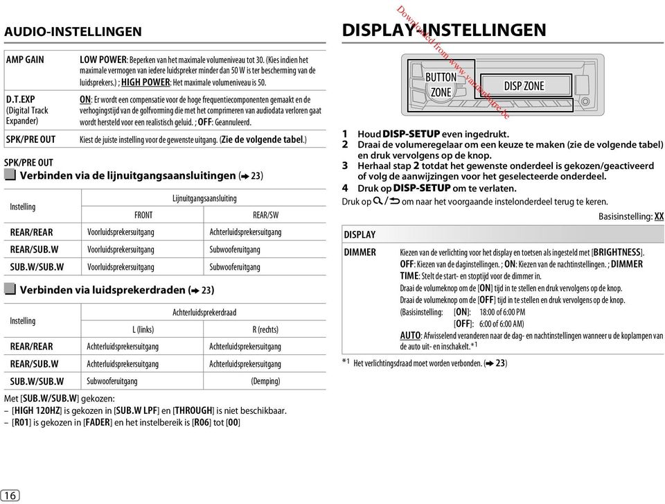 ON: Er wordt een compensatie voor de hoge frequentiecomponenten gemaakt en de verhogingstijd van de golfvorming die met het comprimeren van audiodata verloren gaat wordt hersteld voor een realistisch