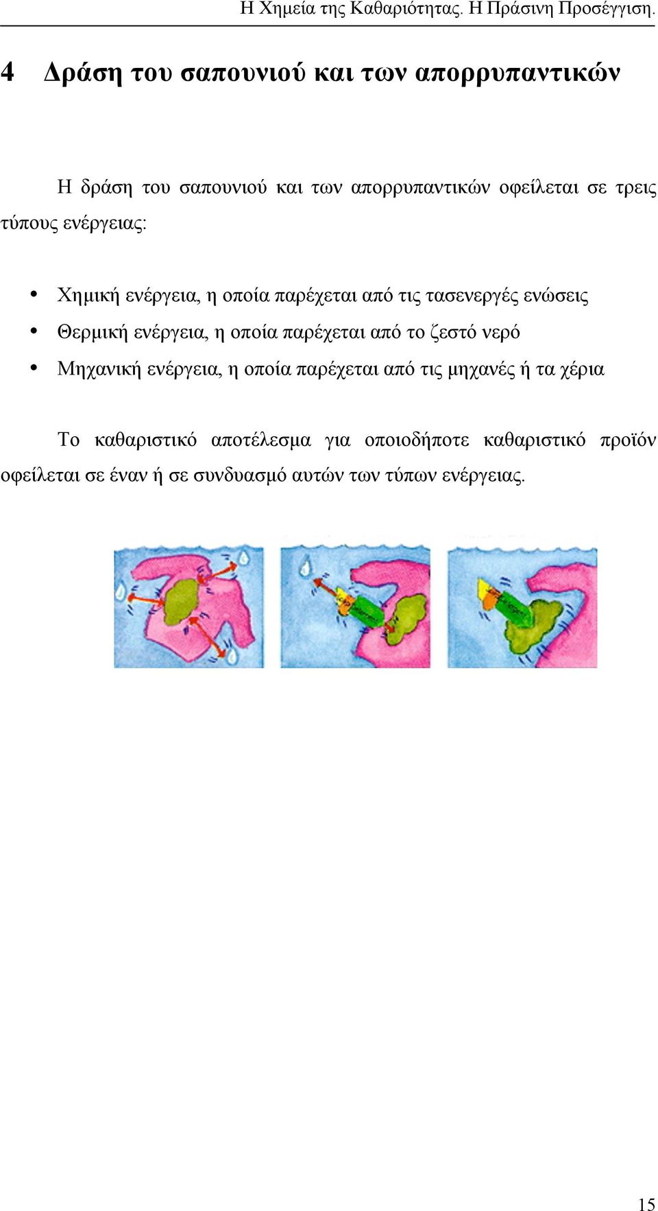 οποία παρέχεται από το ζεστό νερό Μηχανική ενέργεια, η οποία παρέχεται από τις µηχανές ή τα χέρια Το