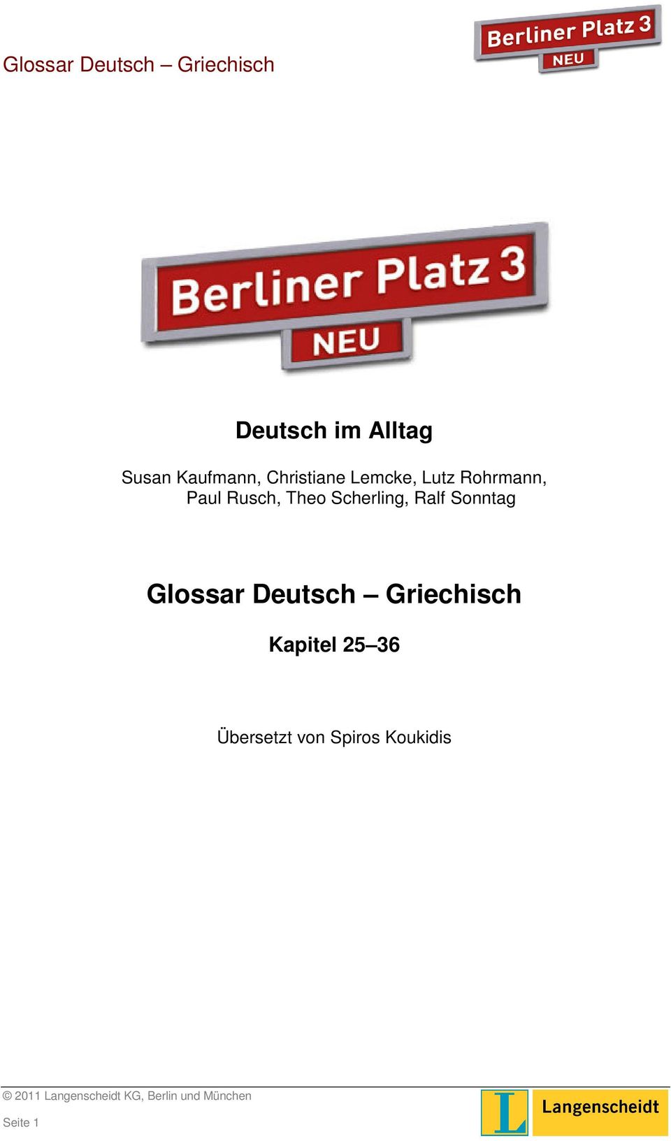 Scherling, Ralf Sonntag Glossar Deutsch