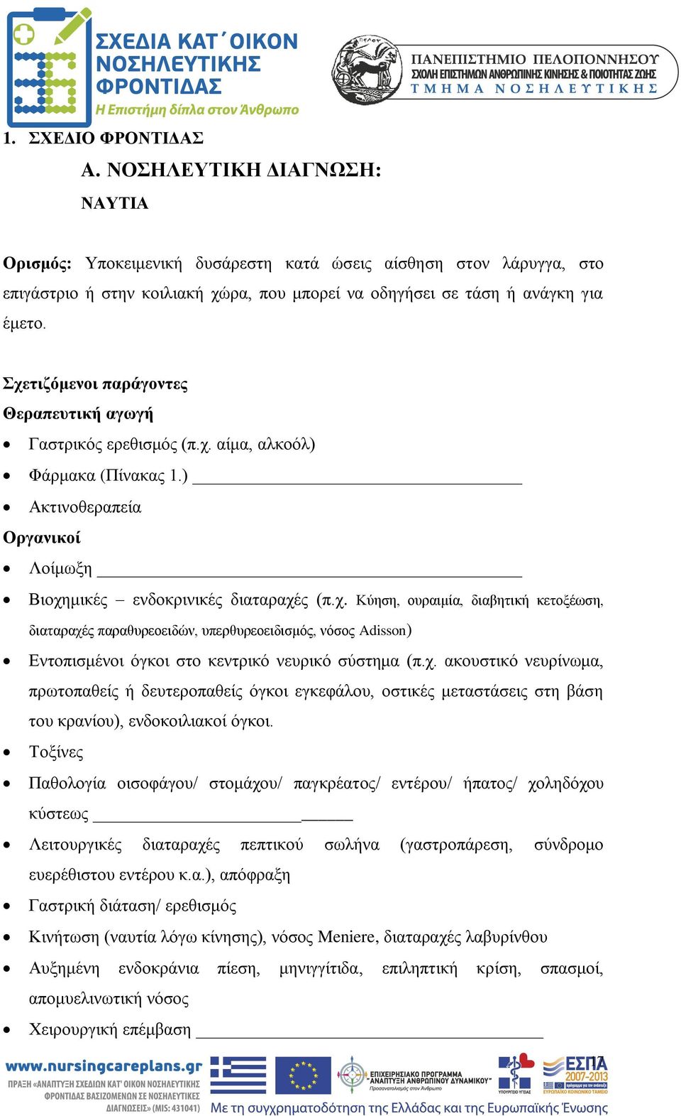 Σχετιζόμενοι παράγοντες Θεραπευτική αγωγή Γαστρικός ερεθισμός (π.χ. αίμα, αλκοόλ) Φάρμακα (Πίνακας 1.) Ακτινοθεραπεία Οργανικοί Λοίμωξη Βιοχημικές ενδοκρινικές διαταραχές (π.χ. Κύηση, ουραιμία, διαβητική κετοξέωση, διαταραχές παραθυρεοειδών, υπερθυρεοειδισμός, νόσος Adisson) Εντοπισμένοι όγκοι στο κεντρικό νευρικό σύστημα (π.