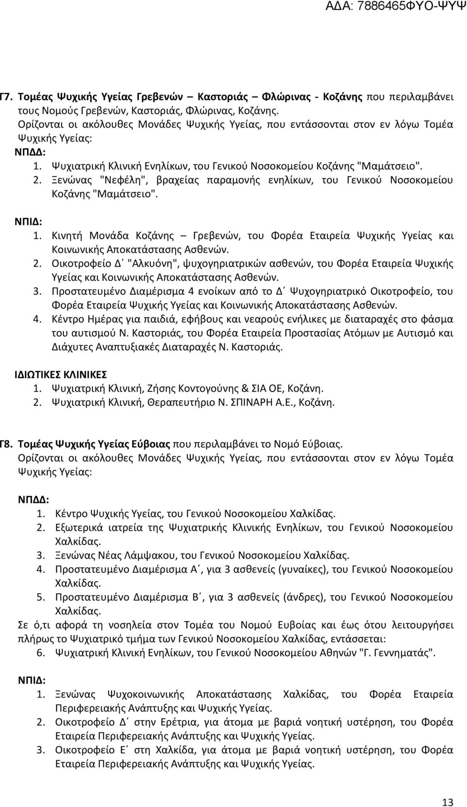 Κινητή Μονάδα Κοζάνης Γρεβενών, του Φορέα Εταιρεία Ψυχικής Υγείας και Κοινωνικής Αποκατάστασης Ασθενών. 2.