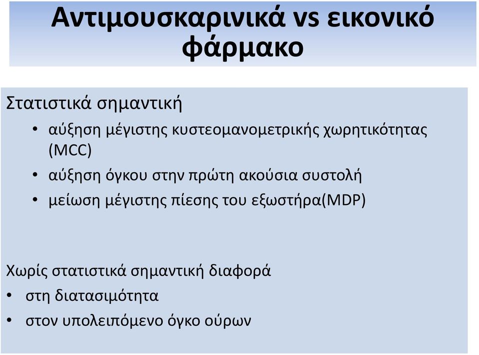 όγκου στην πρώτη ακούσια συστολή μείωση μέγιστης πίεσης του εξωστήρα(μdp)