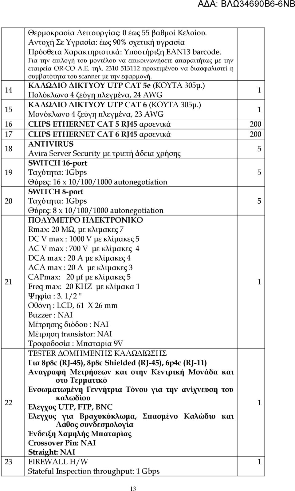 4 ΚΑΛΩΔΙΟ ΔΙΚΤΥΟΥ UTP CAT 5e (KOYTA 305μ.) Πολύκλωνο 4 ζεύγη πλεγμένα, 24 AWG 5 ΚΑΛΩΔΙΟ ΔΙΚΤΥΟΥ UTP CAT 6 (KOYTA 305μ.