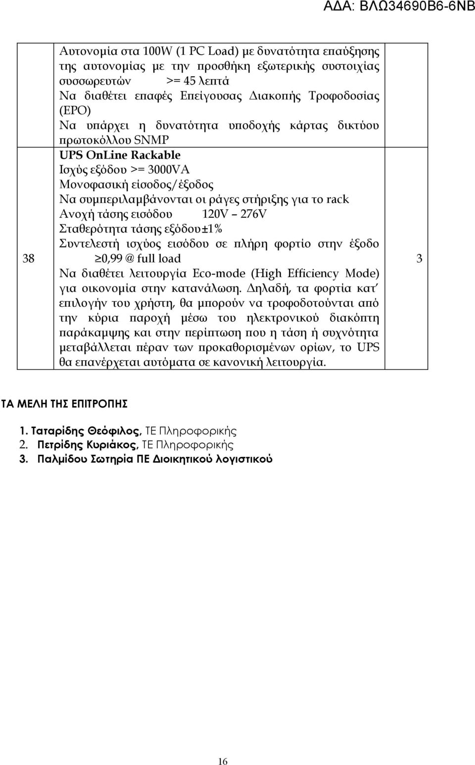 εισόδου 20V 276V Σταθερότητα τάσης εξόδου ±% Συντελεστή ισχύος εισόδου σε πλήρη φορτίο στην έξοδο 0,99 @ full load Να διαθέτει λειτουργία Eco-mode (High Efficiency Mode) για οικονομία στην κατανάλωση.