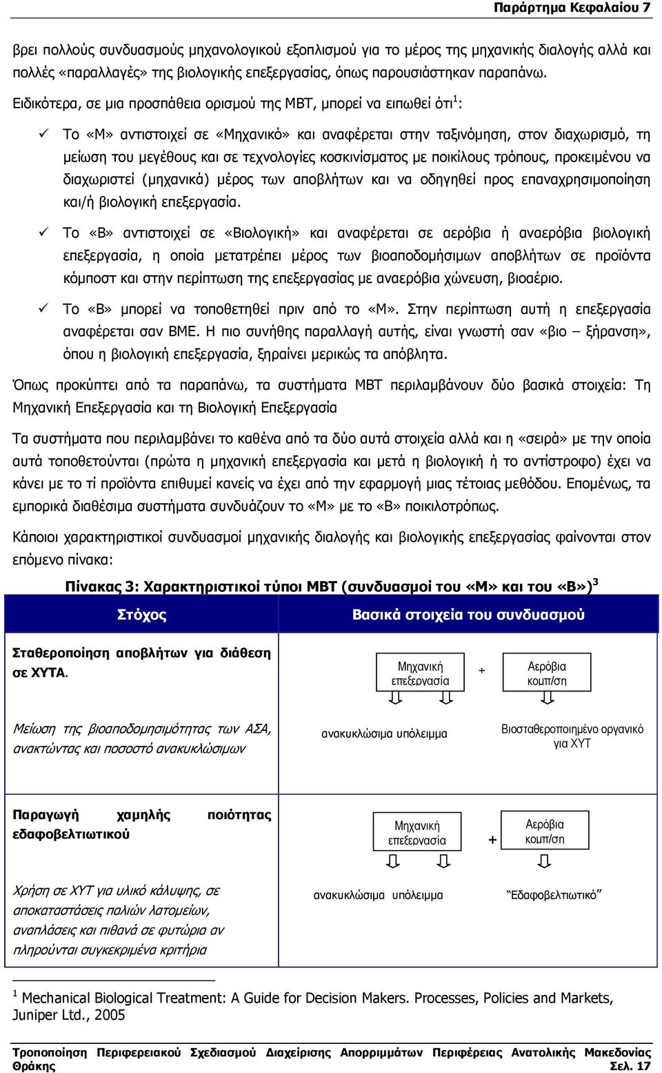 κοσκινίσµατος µε ποικίλους τρόπους, προκειµένου να διαχωριστεί (µηχανικά) µέρος των αποβλήτων και να οδηγηθεί προς επαναχρησιµοποίηση και/ή βιολογική επεξεργασία.