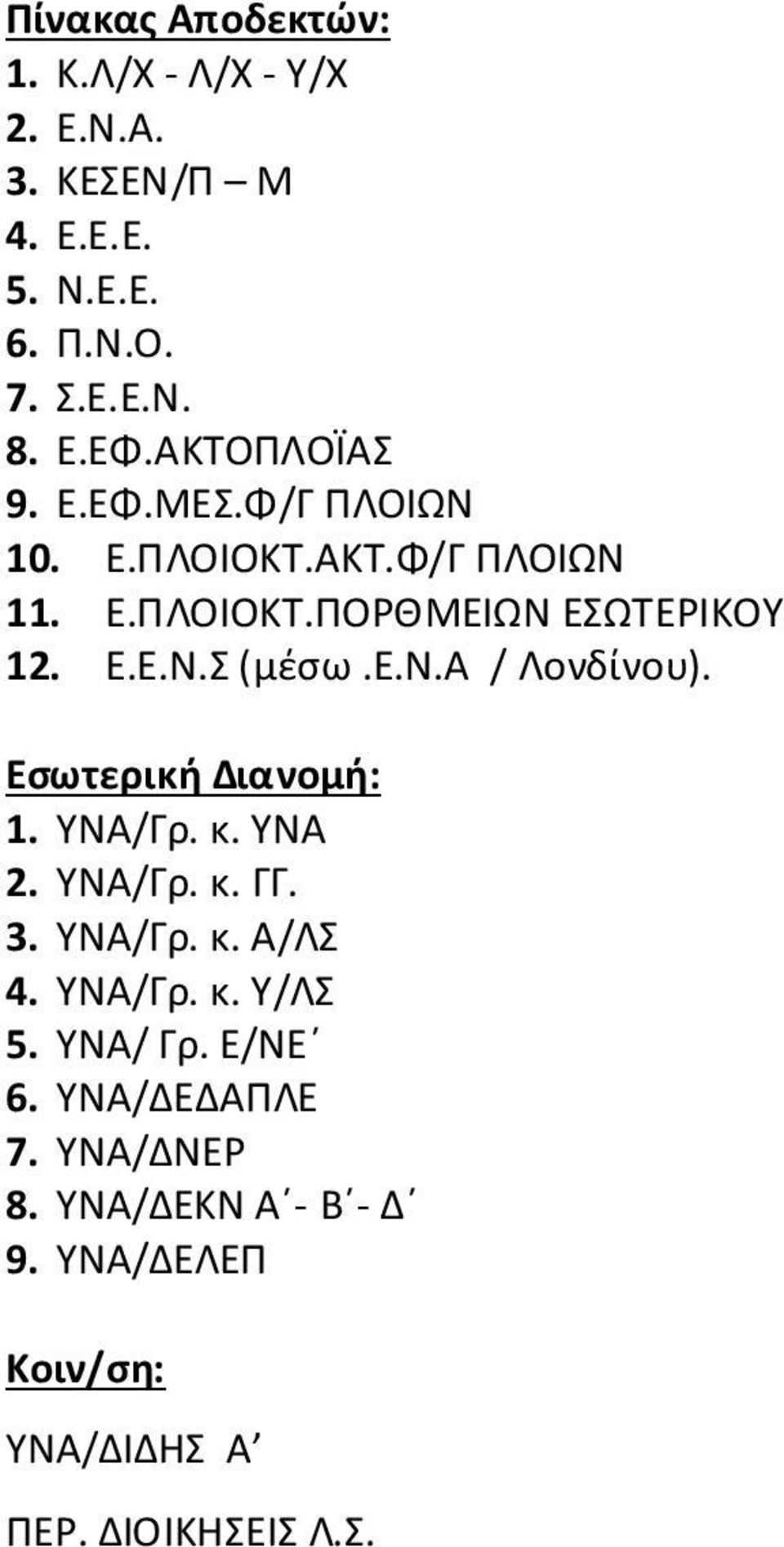 ε.ν.α / Λονδίνου). Εσωτερική Διανομή: 1. ΥΝΑ/Γρ. κ. ΥΝΑ 2. ΥΝΑ/Γρ. κ. ΓΓ. 3. ΥΝΑ/Γρ. κ. Α/ΛΣ 4. ΥΝΑ/Γρ. κ. Υ/ΛΣ 5.