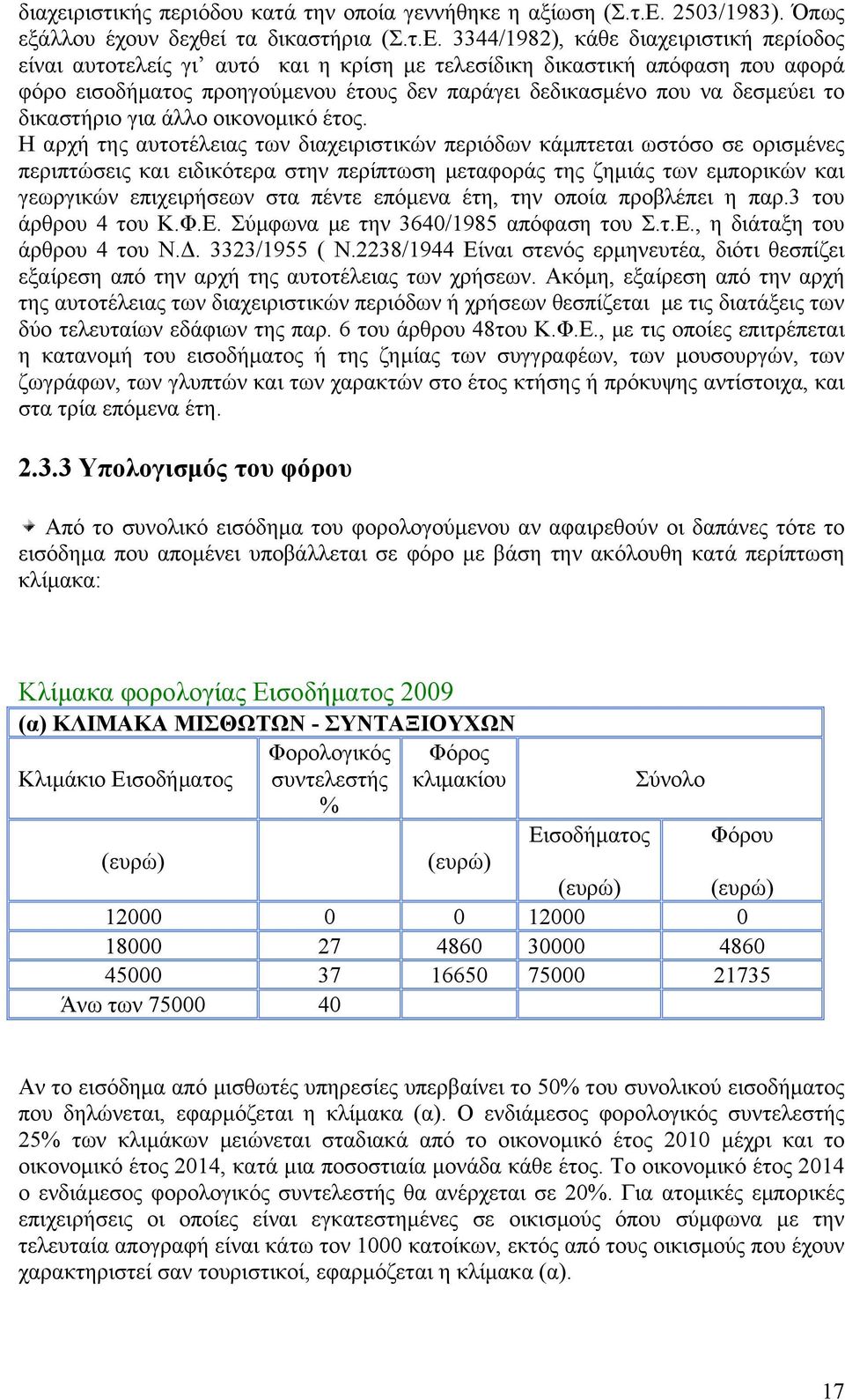 3344/1982), κάθε διαχειριστική περίοδος είναι αυτοτελείς γι αυτό και η κρίση με τελεσίδικη δικαστική απόφαση που αφορά φόρο εισοδήματος προηγούμενου έτους δεν παράγει δεδικασμένο που να δεσμεύει το