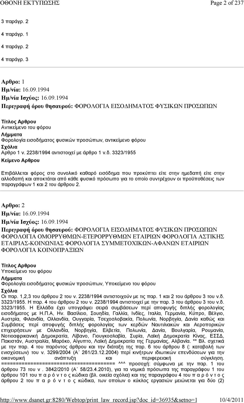 2238/1994 αντιστοιχεί με άρθρο 1 ν.δ.