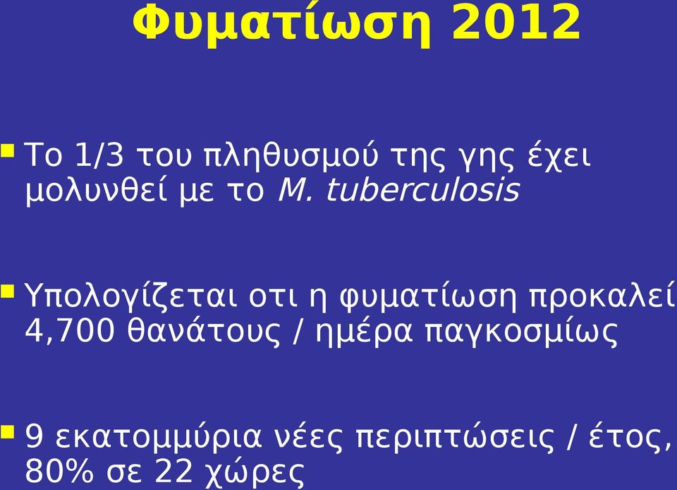 tuberculosis Υπολογίζεται οτι η φυματίωση προκαλεί