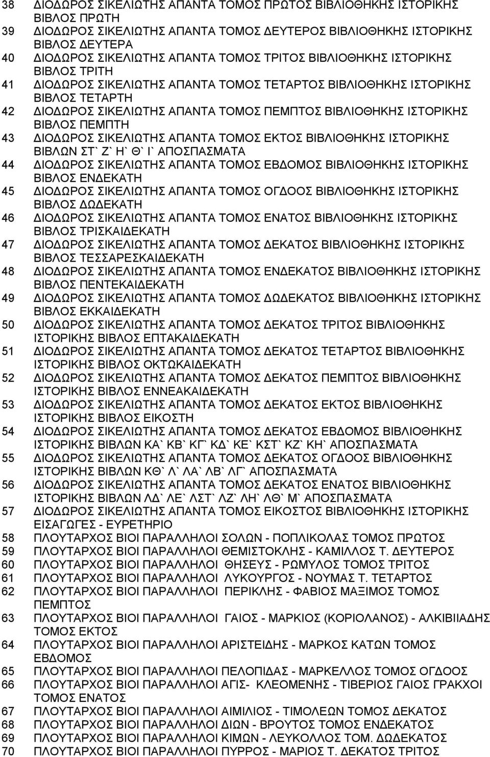 ΠΕΜΠΤΗ 43 ΔΙΟΔΩΡΟΣ ΣΙΚΕΛΙΩΤΗΣ ΑΠΑΝΤΑ ΤΟΜΟΣ ΕΚΤΟΣ ΒΙΒΛΙΟΘΗΚΗΣ ΙΣΤΟΡΙΚΗΣ ΒΙΒΛΩΝ ΣΤ` Ζ` Η` Θ` Ι` ΑΠΟΣΠΑΣΜΑΤΑ 44 ΔΙΟΔΩΡΟΣ ΣΙΚΕΛΙΩΤΗΣ ΑΠΑΝΤΑ ΤΟΜΟΣ ΕΒΔΟΜΟΣ ΒΙΒΛΙΟΘΗΚΗΣ ΙΣΤΟΡΙΚΗΣ ΒΙΒΛΟΣ ΕΝΔΕΚΑΤΗ 45 ΔΙΟΔΩΡΟΣ