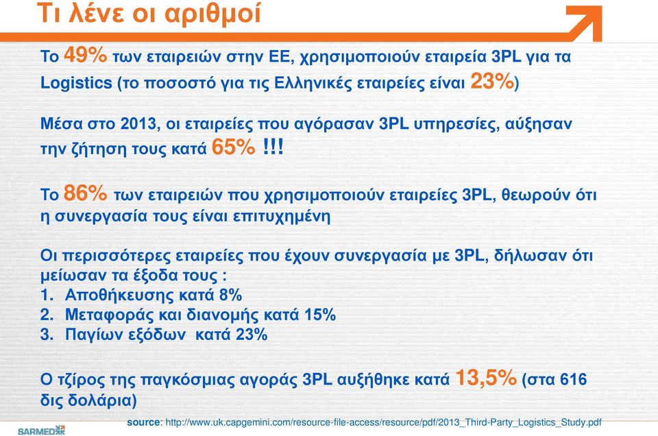 !! Το 86% των εταιρειών που χρησιμοποιούν εταιρείες 3PL, θεωρούν ότι η συνεργασία τους είναι επιτυχημένη Οι περισσότερες εταιρείες που έχουν συνεργασία με 3PL, δήλωσαν ότι
