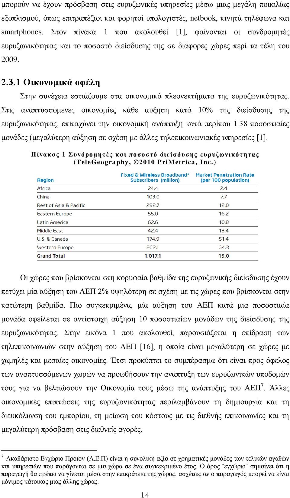 1 Οικονομικά οφέλη Στην συνέχεια εστιάζουμε στα οικονομικά πλεονεκτήματα της ευρυζωνικότητας.