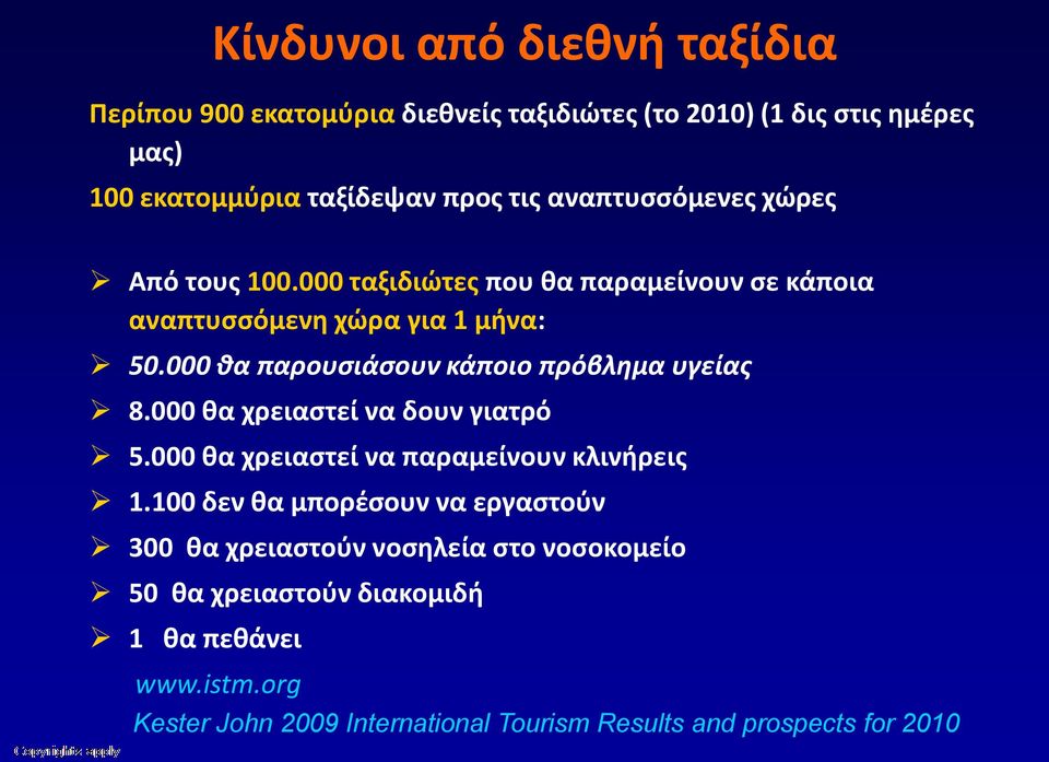 000 θα παρουσιάσουν κάποιο πρόβλημα υγείας 8.000 θα χρειαστεί να δουν γιατρό 5.000 θα χρειαστεί να παραμείνουν κλινήρεις 1.