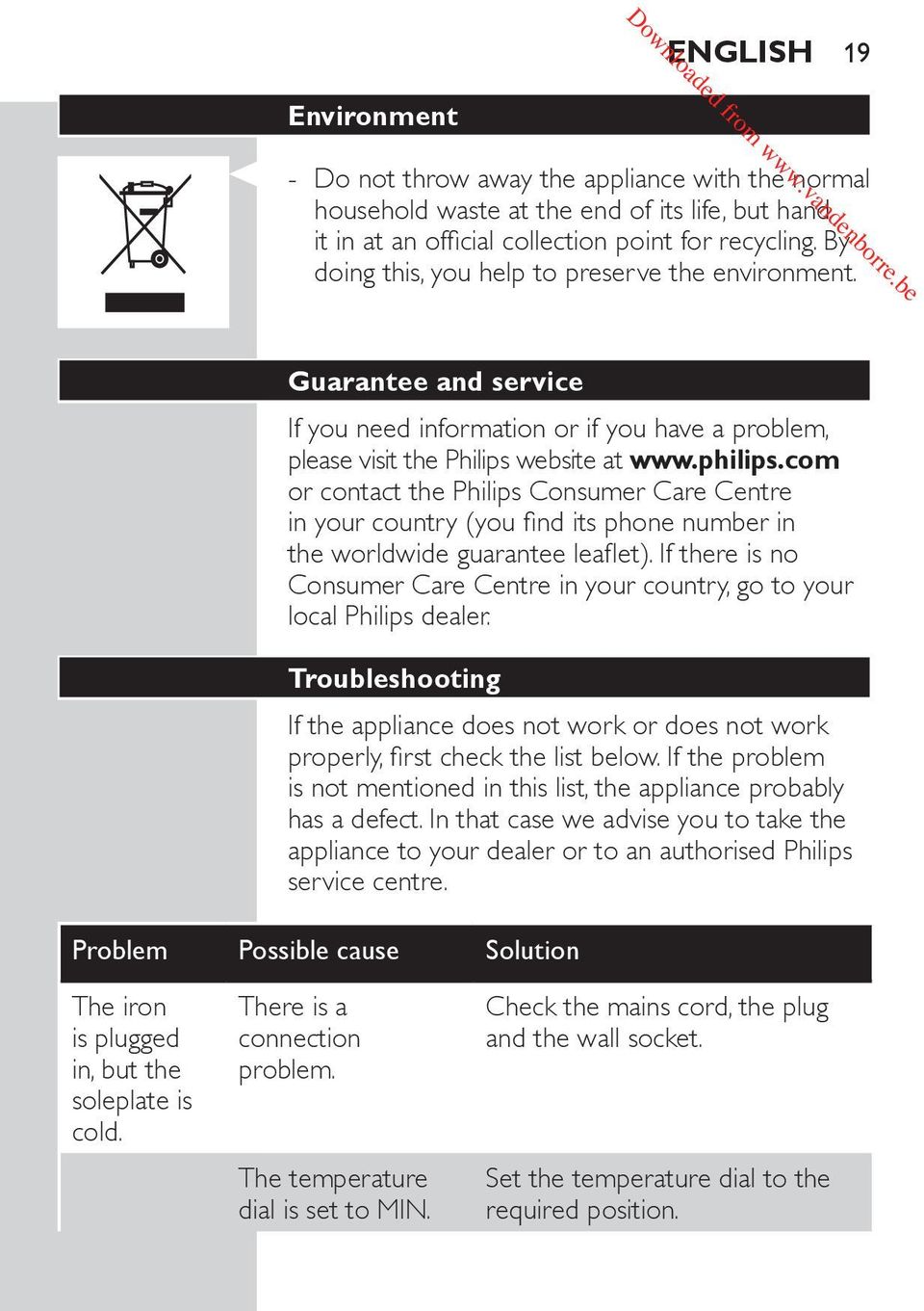 com or contact the Philips Consumer Care Centre in your country (you find its phone number in the worldwide guarantee leaflet).