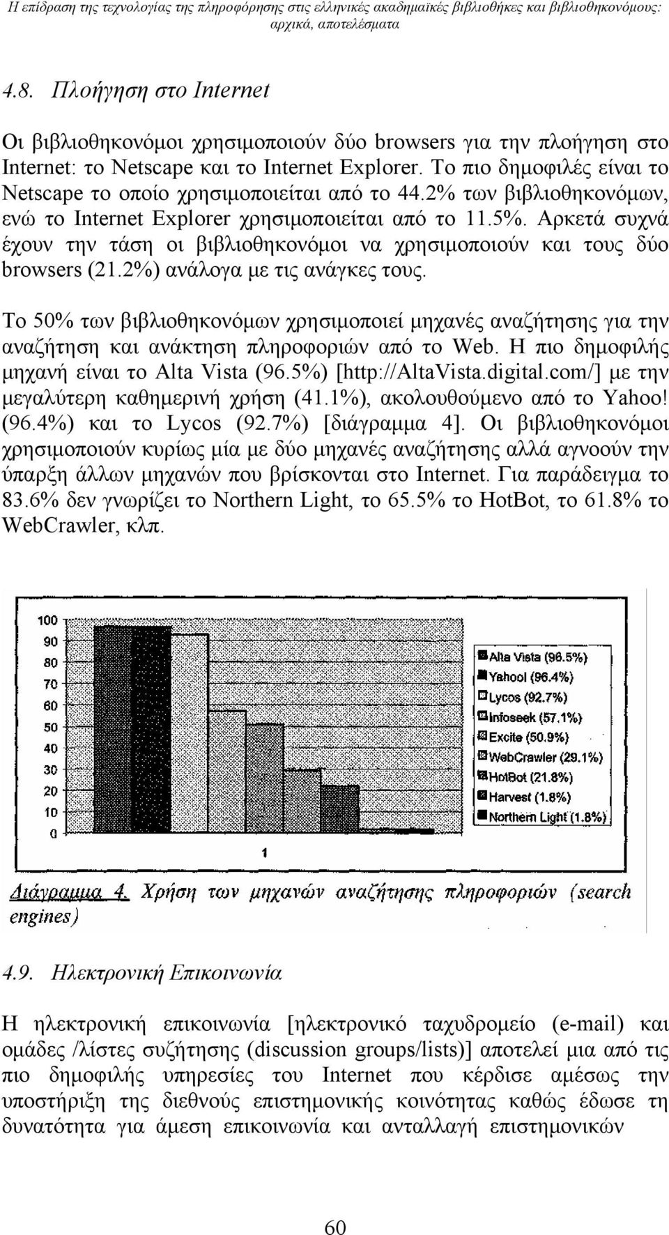 To πιο δημοφιλές είναι το Netscape το οποίο χρησιμοποιείται από το 44.2% των βιβλιοθηκονόμων, ενώ το Internet Explorer χρησιμοποιείται από το 11.5%.