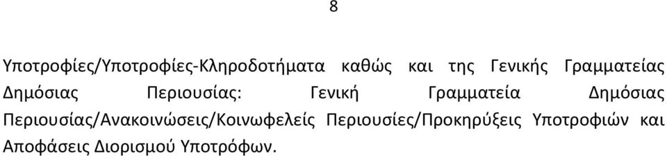 Γραμματεία Δημόσιας Περιουσίας/Ανακοινώσεις/Κοινωφελείς