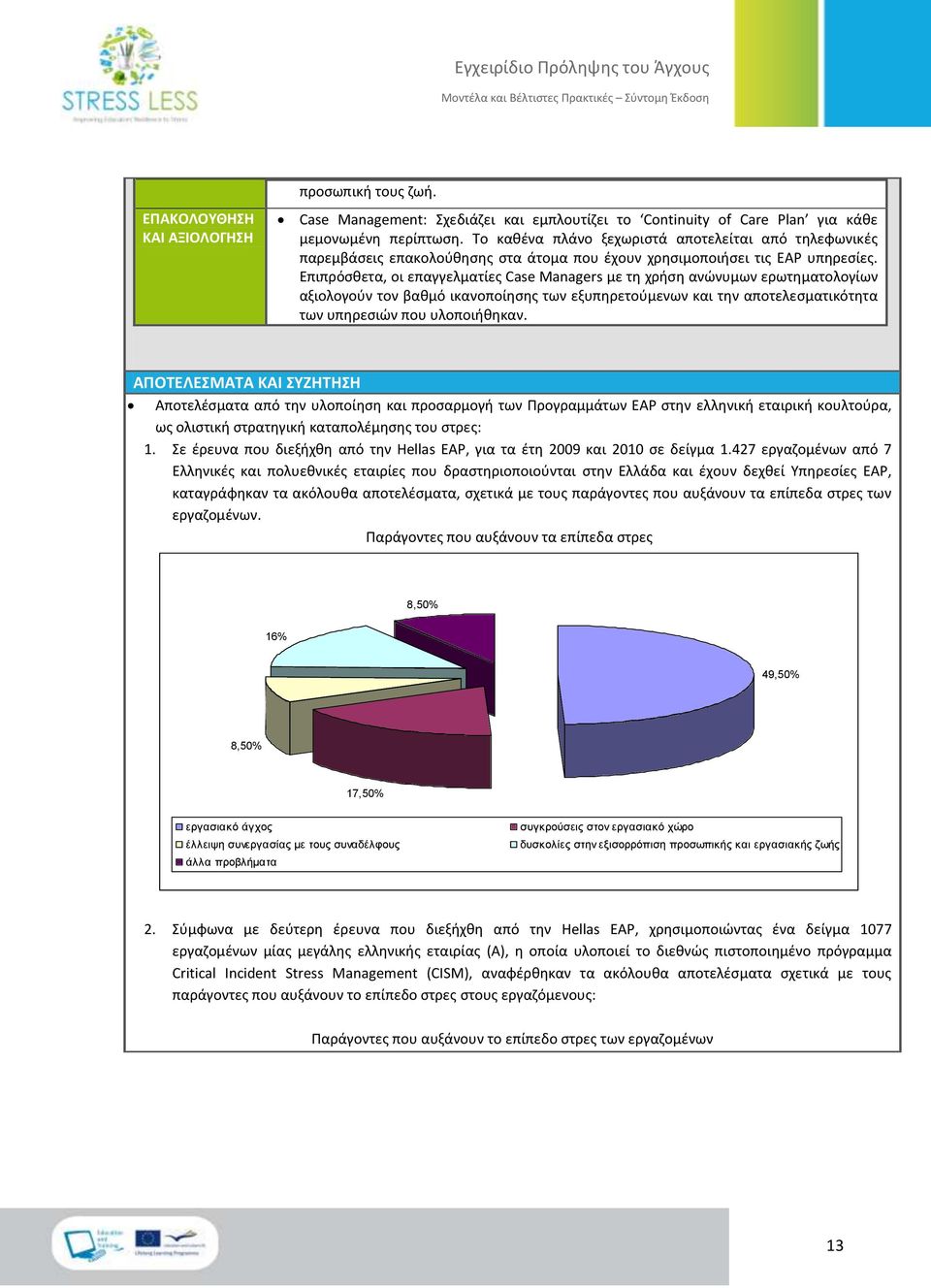 Επιπρόσθετα, οι επαγγελματίες Case Managers με τη χρήση ανώνυμων ερωτηματολογίων αξιολογούν τον βαθμό ικανοποίησης των εξυπηρετούμενων και την αποτελεσματικότητα των υπηρεσιών που υλοποιήθηκαν.