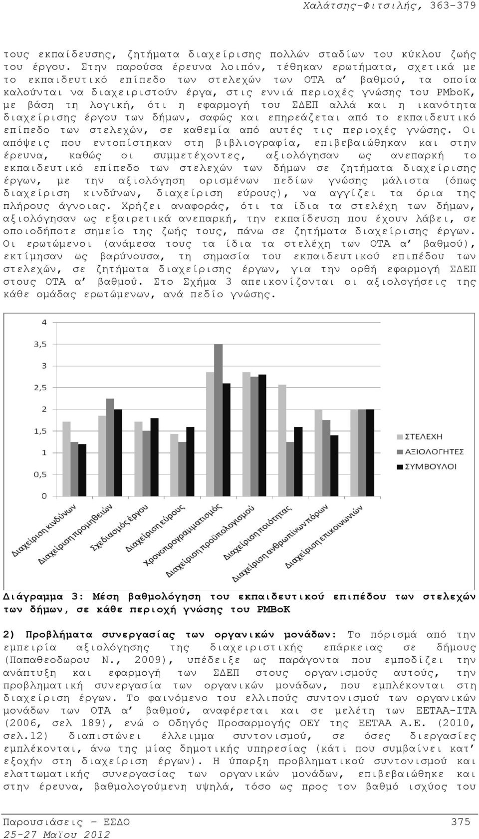 βάση τη λογική, ότι η εφαρμογή του ΣΔΕΠ αλλά και η ικανότητα διαχείρισης έργου των δήμων, σαφώς και επηρεάζεται από το εκπαιδευτικό επίπεδο των στελεχών, σε καθεμία από αυτές τις περιοχές γνώσης.