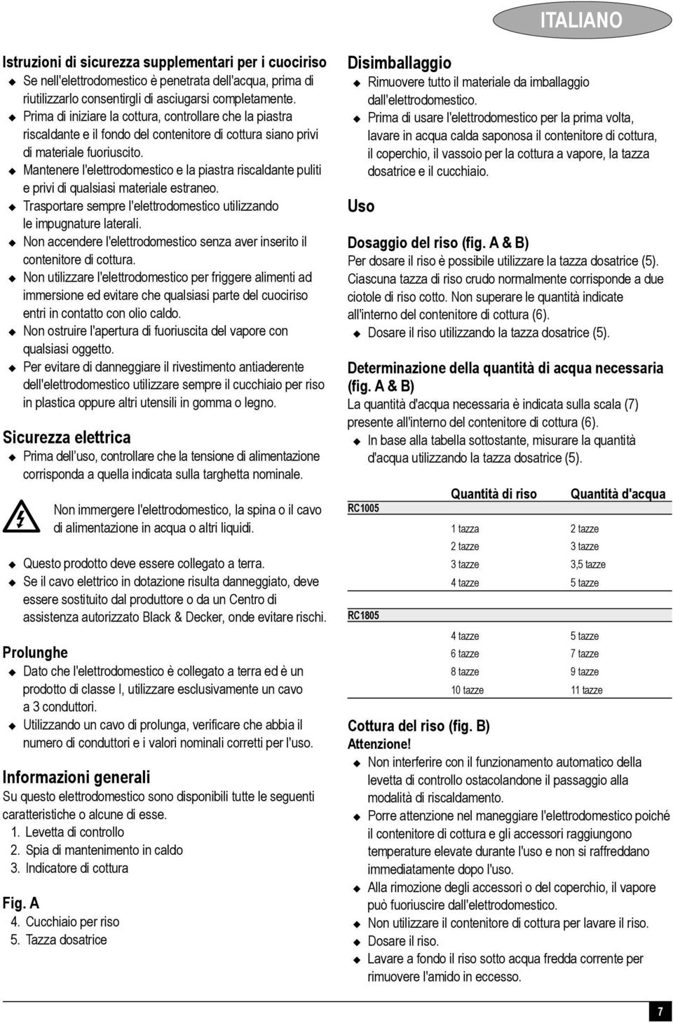 Mantenere l'elettrodomestico e la piastra riscaldante puliti e privi di qualsiasi materiale estraneo. Trasportare sempre l'elettrodomestico utilizzando le impugnature laterali.