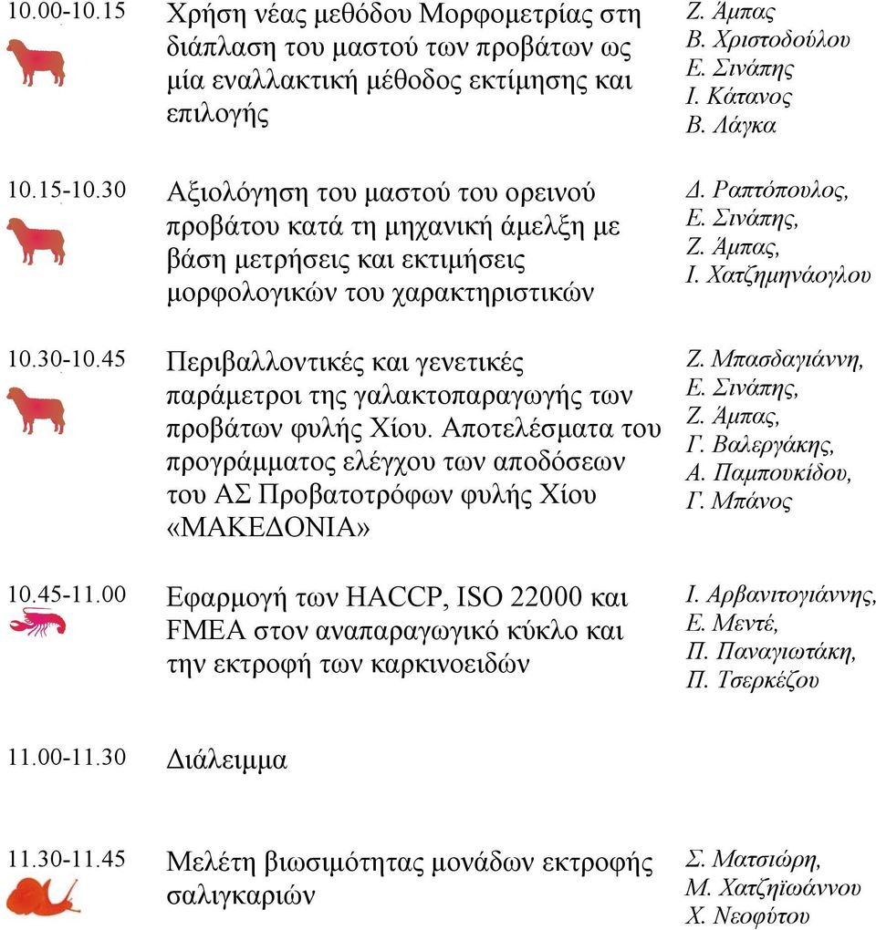 45 Περιβαλλοντικές και γενετικές παράμετροι της γαλακτοπαραγωγής των προβάτων φυλής Χίου. Αποτελέσματα του προγράμματος ελέγχου των αποδόσεων του ΑΣ Προβατοτρόφων φυλής Χίου «ΜΑΚΕΔΟΝΙΑ» 10.45-11.