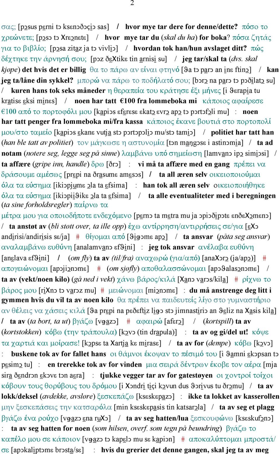 skal kjøpe) det hvis det er billig θα το πάρω αν είναι ϕτηνό [ϑa tǥ parǥ an inε ftinǥ] / kan jeg ta/låne din sykkel?