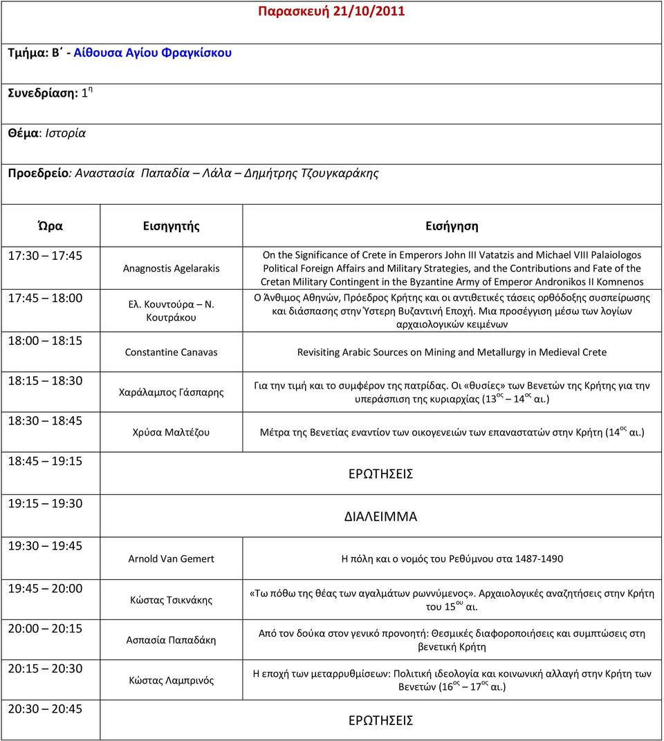 Κουτράκου Constantine Canavas Χαράλαμπος Γάσπαρης Χρύσα Μαλτέζου On the Significance of Crete in Emperors John III Vatatzis and Michael VIII Palaiologos Political Foreign Affairs and Military