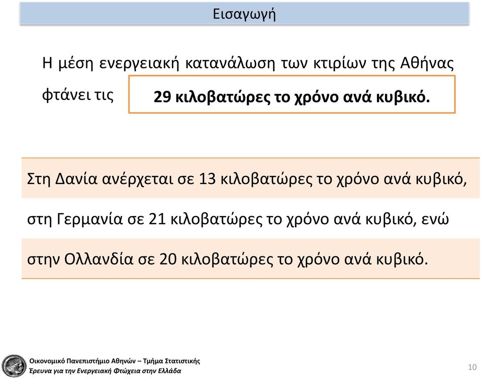 Στη Δανία ανέρχεται σε 13 κιλοβατώρες το χρόνο ανά κυβικό, στη