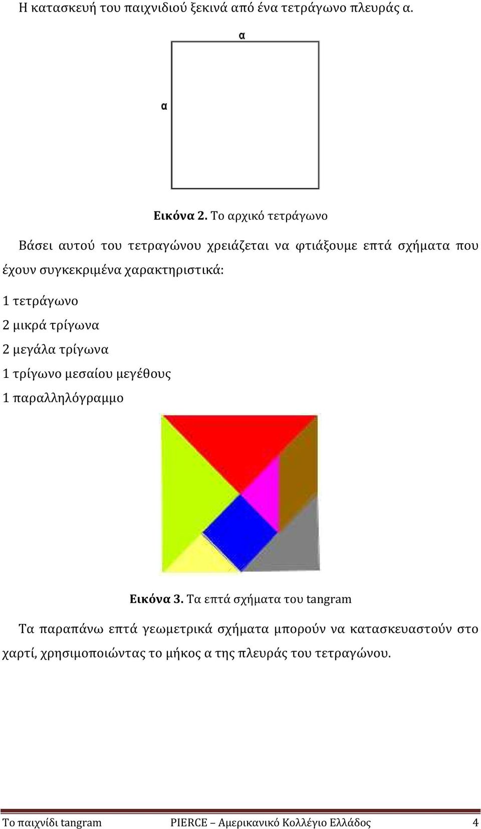 τετράγωνο 2 μικρά τρίγωνα 2 μεγάλα τρίγωνα 1 τρίγωνο μεσαίου μεγέθους 1 παραλληλόγραμμο Εικόνα 3.