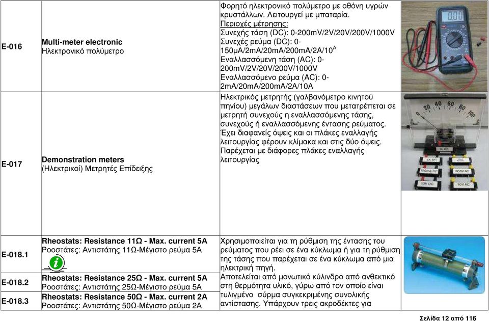 0-2mA/20mA/200mA/2A/10A Ηλεκτρικός µετρητής (γαλβανόµετρο κινητού πηνίου) µεγάλων διαστάσεων που µετατρέπεται σε µετρητή συνεχούς η εναλλασσόµενης τάσης, συνεχούς ή εναλλασσόµενης έντασης ρεύµατος.