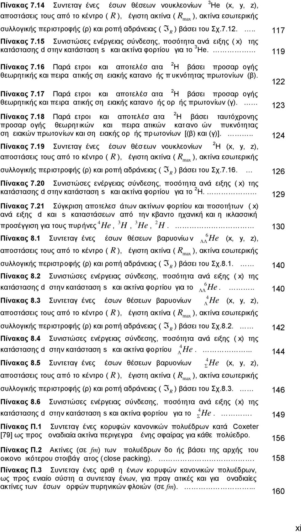 Σχ.7.1... 117 15ccΣυνιστώσες ενέργειας σύνδεσης, ποσότητα ανάμειξης ( x) της κατάστασης d στην κατάσταση s και ακτίνα φορτίου για το 3 He.