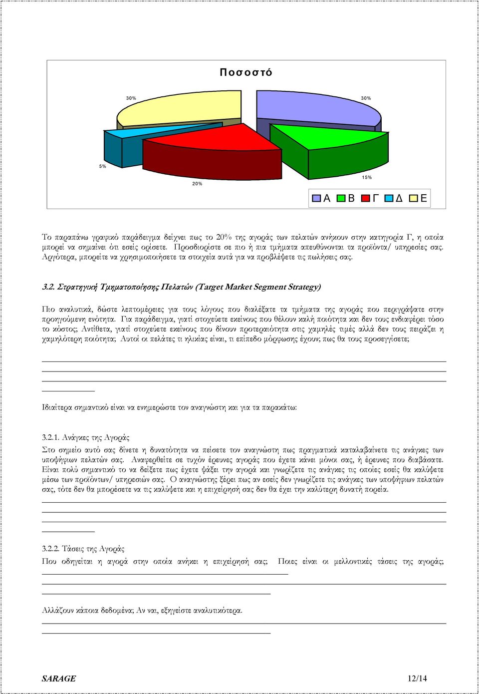 Στρατηγική Τµηµατο οίησης Πελατών (Target Market Segment Strategy) Πιο αναλυτικά, δώστε λεπτοµέρειες για τους λόγους που διαλέξατε τα τµήµατα της αγοράς που περιγράψατε στην προηγούµενη ενότητα.