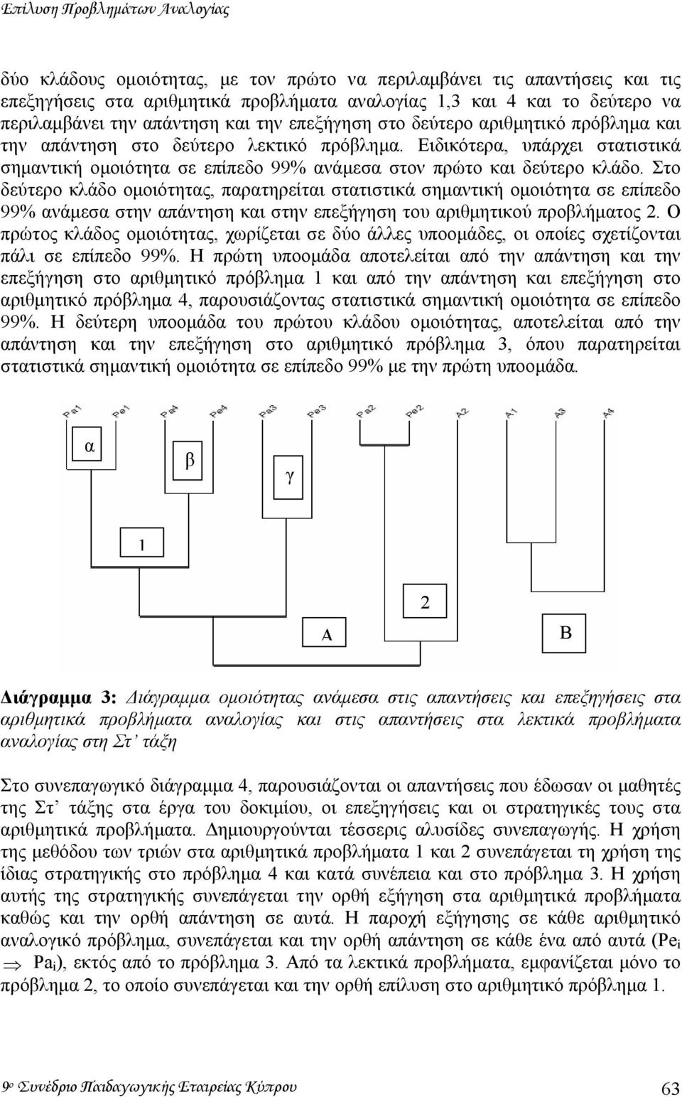 Ειδικότερα, υπάρχει στατιστικά σηµαντική οµοιότητα σε επίπεδο 99% ανάµεσα στον πρώτο και δεύτερο κλάδο.