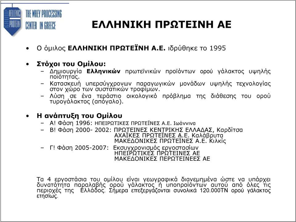 Η ανάπτυξη του Ομίλου Α! Φάση 1996: ΗΠΕΙΡΩΤΙΚΕΣ ΠΡΩΤΕΪΝΕΣ Α.Ε. Ιωάννινα Β! Φάση 2000-2002: ΠΡΩΤΕΙΝΕΣ ΚΕΝΤΡΙΚΗΣ ΕΛΛΑΔΑΣ, Καρδίτσα ΑΧΑΪΚΕΣ ΠΡΩΤΕΪΝΕΣ Α.Ε. Καλάβρυτα ΜΑΚΕΔΟΝΙΚΕΣ ΠΡΩΤΕΪΝΕΣ Α.Ε. Κιλκίς Γ!