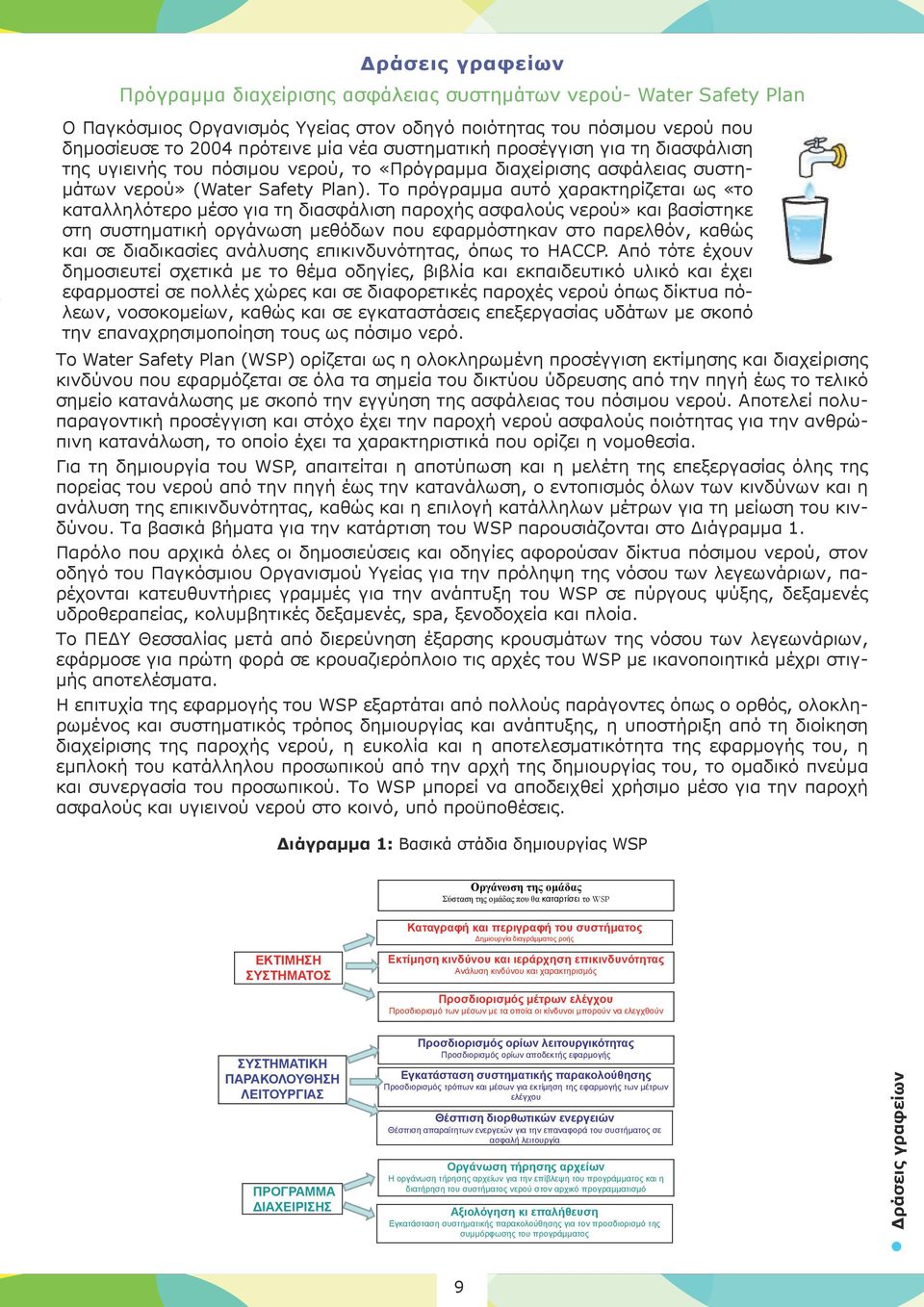 Το πρόγραμμα αυτό χαρακτηρίζεται ως «το καταλληλότερο μέσο για τη διασφάλιση παροχής ασφαλούς νερού» και βασίστηκε στη συστηματική οργάνωση μεθόδων που εφαρμόστηκαν στο παρελθόν, καθώς και σε