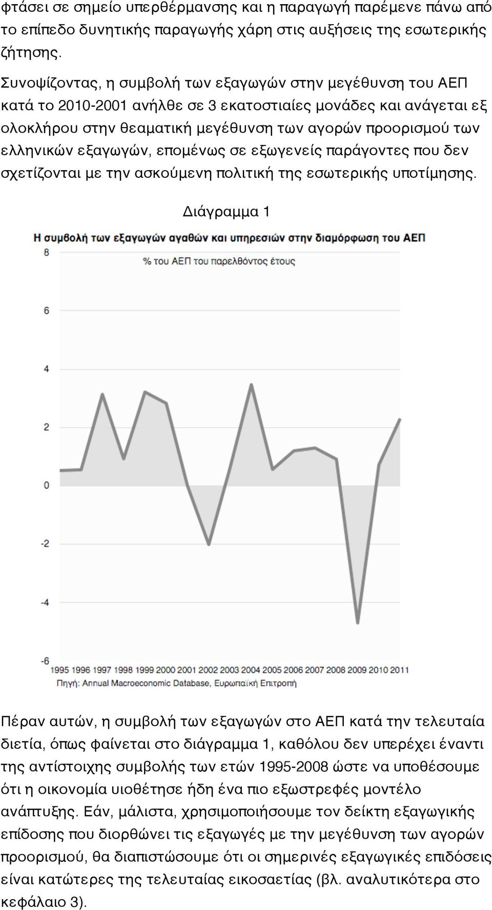 εξαγωγών, επομένως σε εξωγενείς παράγοντες που δεν σχετίζονται με την ασκούμενη πολιτική της εσωτερικής υποτίμησης.