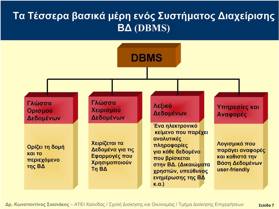 ηλεκτρονικό κείμενο που παρέχει αναλυτικές πληροφορίες για κάθε δεδομένο που βρίσκεται στην ΒΔ.