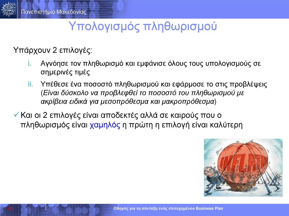 Υπέθεσε ένα ποσοστό πληθωρισμού και εφάρμοσε το στις προβλέψεις (Είναι δύσκολο να προβλεφθεί το ποσοστό