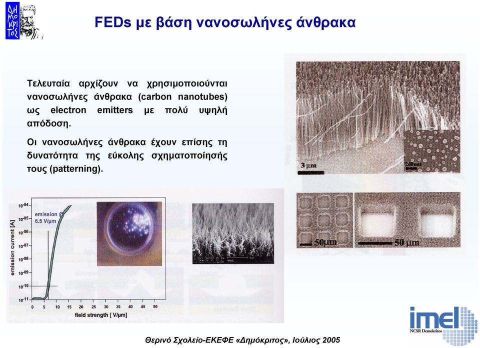 electron emitters µε πολύ υψηλή απόδοση.