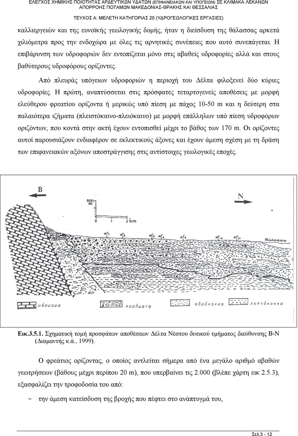 Από πλευράς υπόγειων υδροφοριών η περιοχή του Δέλτα φιλοξενεί δύο κύριες υδροφορίες.