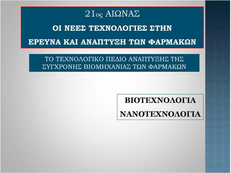 ΤΕΧΝΟΛΟΓΙΚΟ ΠΕΔΙΟ ΑΝΑΠΤΥΞΗΣ ΤΗΣ ΣΥΓΧΡΟΝΗΣ