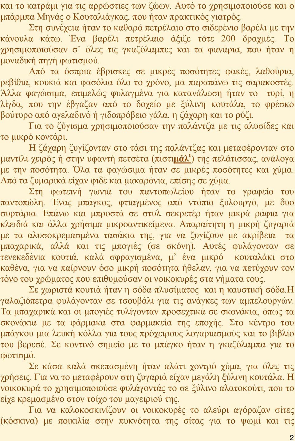 Το χρησιμοποιούσαν σ όλες τις γκαζόλαμπες και τα φανάρια, που ήταν η μοναδική πηγή φωτισμού.