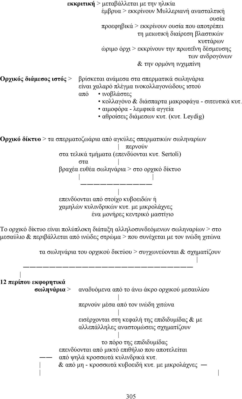 διάσπαρτα µακροφάγα - σιτευτικά κυτ. αιµοφόρα - λεµφικά αγγεία αθροίσεις διάµεσων κυτ. (κυτ.