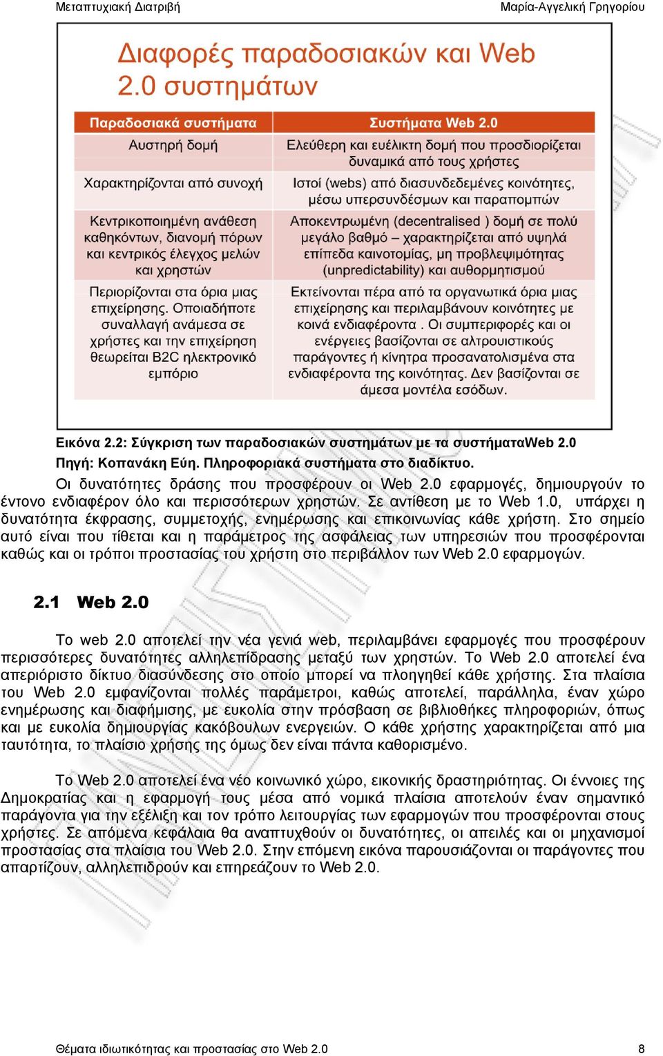 Στο σημείο αυτό είναι που τίθεται και η παράμετρος της ασφάλειας των υπηρεσιών που προσφέρονται καθώς και οι τρόποι προστασίας του χρήστη στο περιβάλλον των Web 2.0 εφαρμογών. 2.1 Web 2.0 Το web 2.