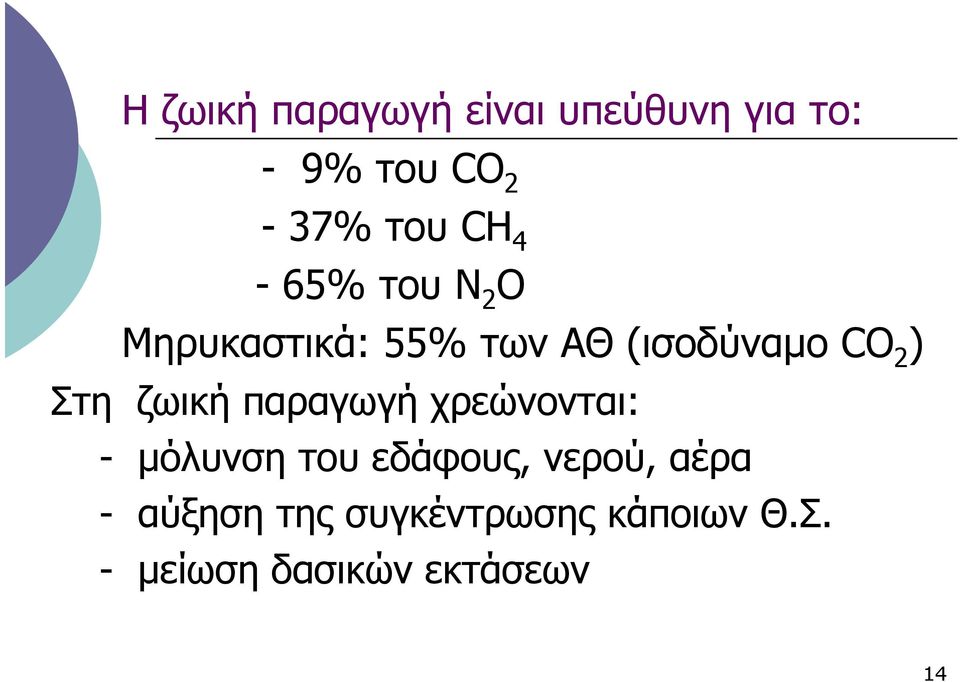 Στη ζωική παραγωγή χρεώνονται: - µόλυνση του εδάφους, νερού,