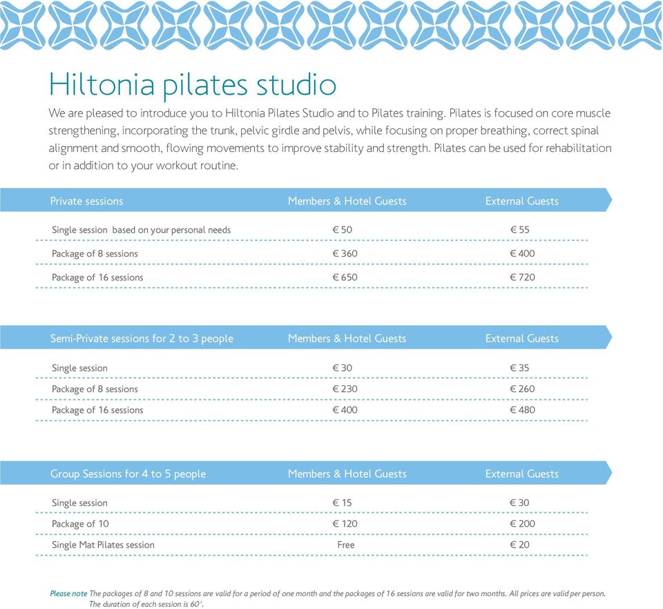 improve stability and strength. Pilates can be used for rehabilitation or in addition to your workout routine.