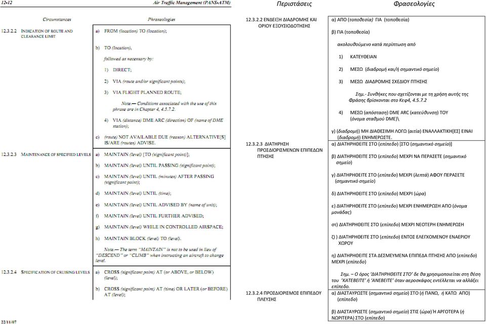 4) 12.3.2.3 ΔΙΑΤΗΡΗΣΗ ΠΡΟΣΔΙΟΡΙΣΜΕΝΩΝ ΕΠΙΠΕΔΩΝ ΠΤΗΣΗΣ ΜΕΣΩ (απόσταση) DME ARC (κατεύθυνση) ΤΟΥ (όνομα σταθμού DME)\ γ) (διαδρομή) ΜΗ ΔΙΑΘΕΣΙΜΗ ΛΟΓΩ (αιτία) ΕΝΑΛΛΑΚΤΙΚΗ[ΕΣ] ΕΙΝΑΙ (διαδρομή) ΕΝΗΜΕΡΩΣΤΕ.