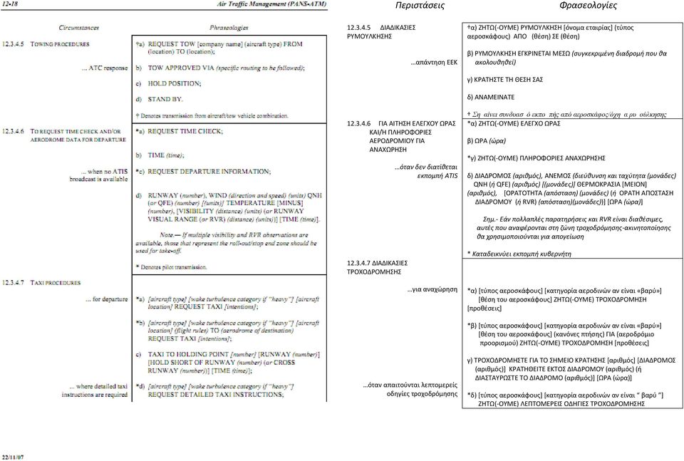 ΚΡΑΤΗΣΤΕ ΤΗ ΘΕΣΗ ΣΑΣ δ) ΑΝΑΜΕΙΝΑΤΕ 6 ΓΙΑ ΑΙΤΗΣΗ ΕΛΕΓΧΟΥ ΩΡΑΣ ΚΑΙ/Ή ΠΛΗΡΟΦΟΡΙΕΣ ΑΕΡΟΔΡΟΜΙΟΥ ΓΙΑ ΑΝΑΧΩΡΗΣΗ Σημαίνει συνδυασμό εκπομπής από αεροσκάφος/όχημα ρυμούλκησης *α) ΖΗΤΩ(-ΟΥΜΕ) ΕΛΕΓΧΟ ΩΡΑΣ β)