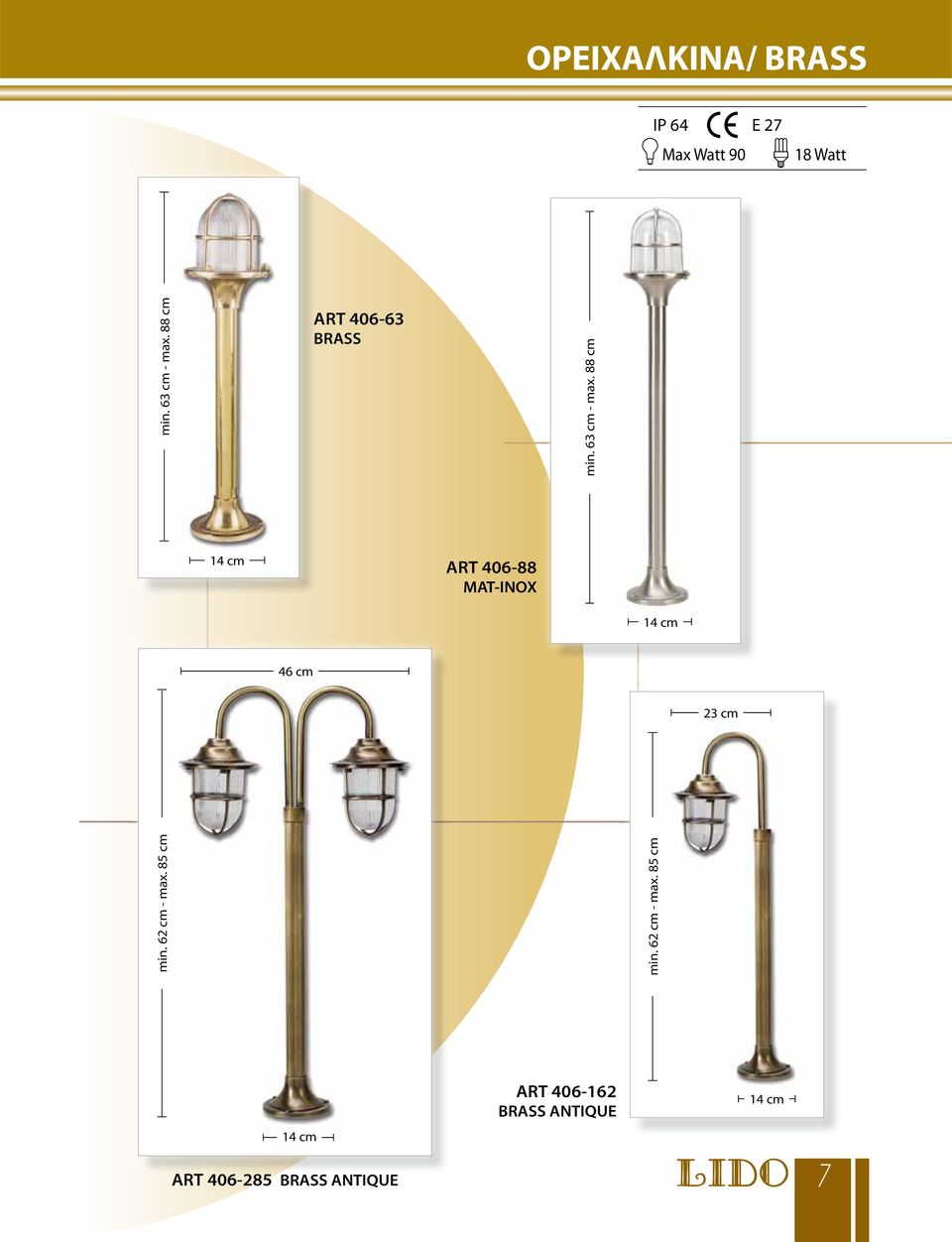 88 cm ART 406-88 MAT-INOX 46 cm 23 cm min.